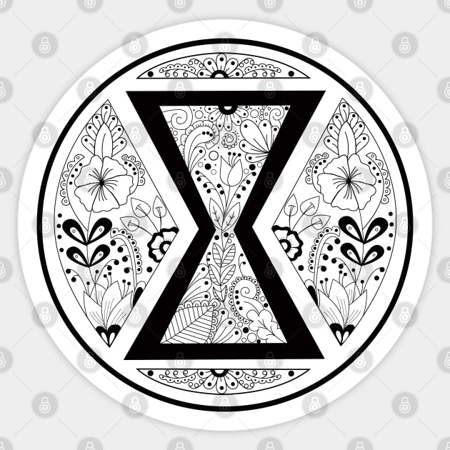 Black Widow Mandala Black & White Sticker by LotusArtStudio